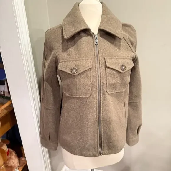Avec‎ Les Filles Felted Zip Shacket Coat Oatmeal Brown Small Fall Anthropologie - Picture 2 of 16